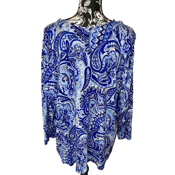 Blue Paisely Talbots Sweater - Picture 2 of 4